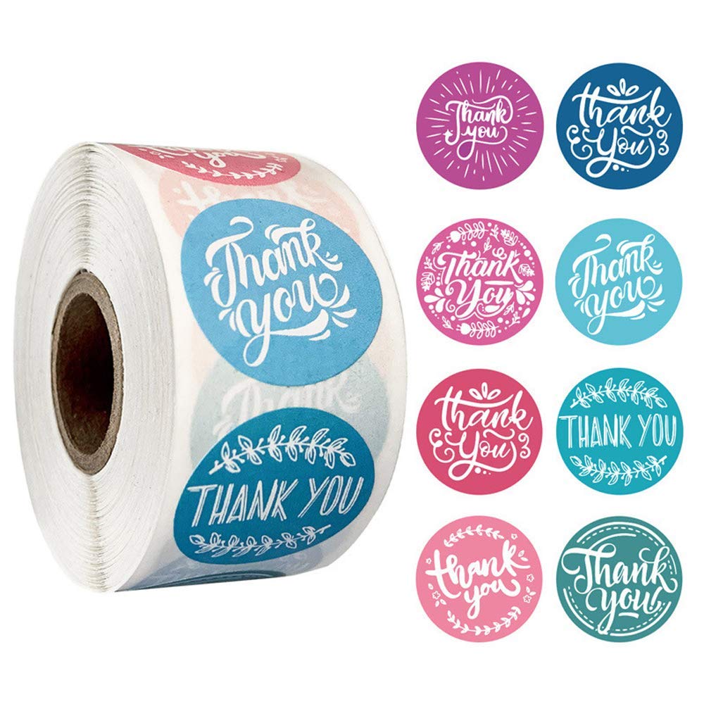 HASTHIP Pretty Round Floral Thank You Stickers Seal Label Handmade Envelope Stationery Paper Sticker (Multicolour) - 500pcs HASTHIP Pretty Round Floral Thank You Stickers Seal Label Handmade Envelope Stationery Paper Sticker (Multicolour) - 500pcs